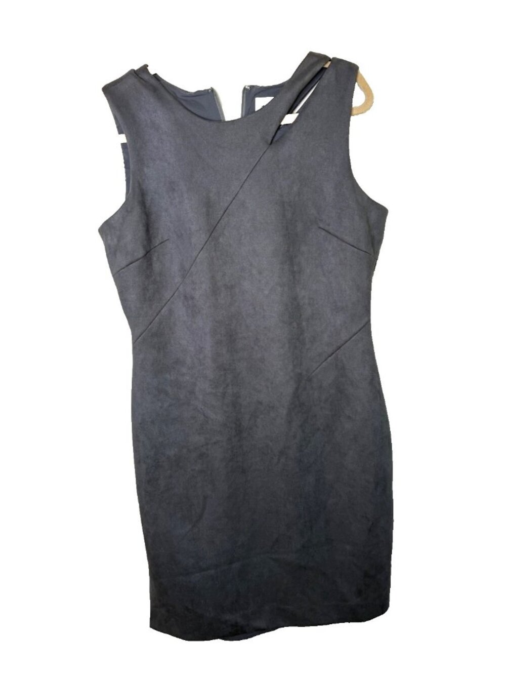 New MILLY Fractured Faux Suede Dress Gray